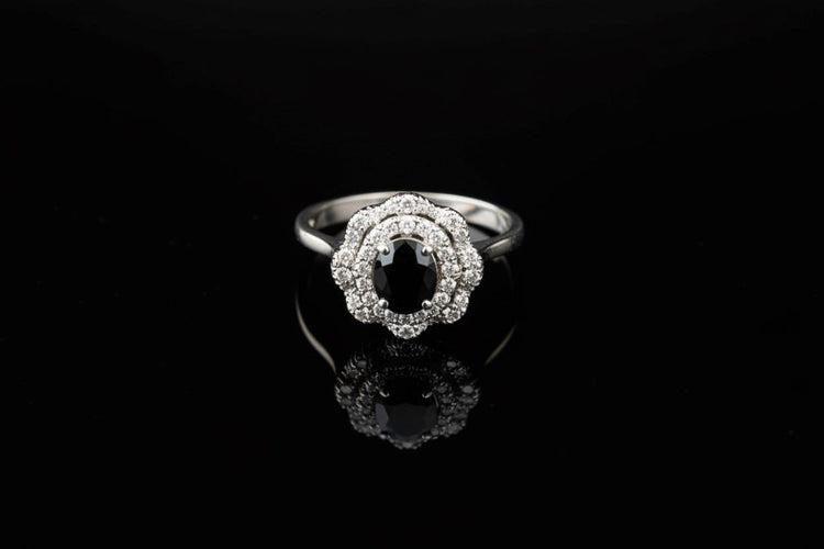 Bague 53 Anello Nuvola di Zaffiro - Bague marguerite en or blanc, diamants et saphir 58 Facettes anello nuvola zaffiro