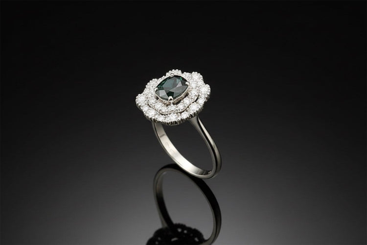 Bague 53 Anello Nuvola di Zaffiro - Bague marguerite en or blanc, diamants et saphir 58 Facettes anello nuvola zaffiro