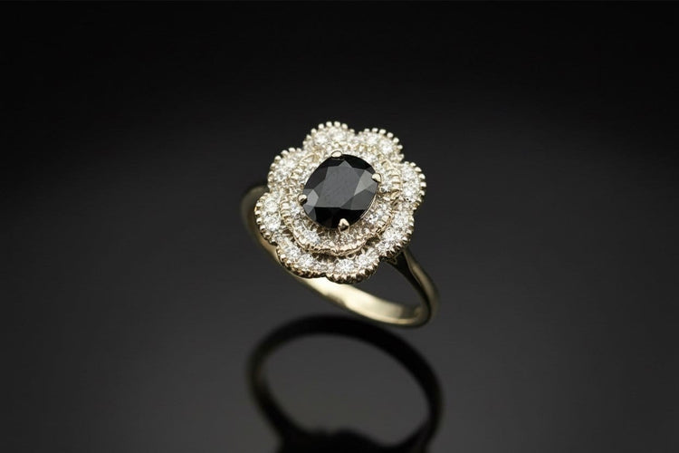 Bague 53 Anello Nuvola di Zaffiro - Bague marguerite en or blanc, diamants et saphir 58 Facettes anello nuvola zaffiro