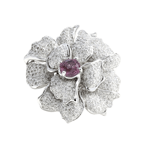 Bague 52 Bague fleur en or blanc, spinelle et diamants 58 Facettes OC-61E00508
