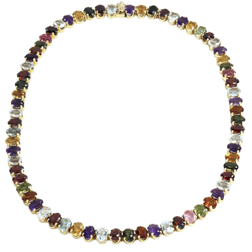 Collier Jean & Pierre Bellin - Collier rivière en or jaune et pierres fines 58 Facettes OC-63900033