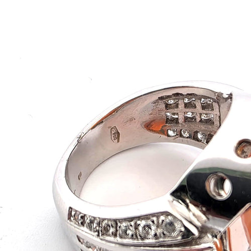 Bague 54 Bague en or blanc 18 ct avec opale de feu et diamants 58 Facettes 222/A 26 115/26