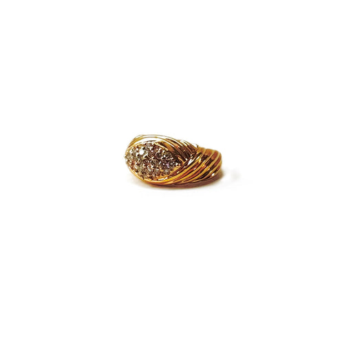 Bague 54 Bague jonc godronnée en or sertie de diamants 58 Facettes REF24034-198