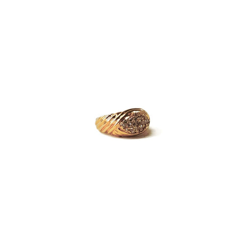 Bague 54 Bague jonc godronnée en or sertie de diamants 58 Facettes REF24034-198