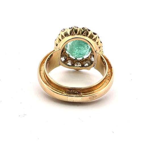 Bague 52 Bague en or jaune 18 ct avec émeraude et diamants 58 Facettes 221/26 A 114/26