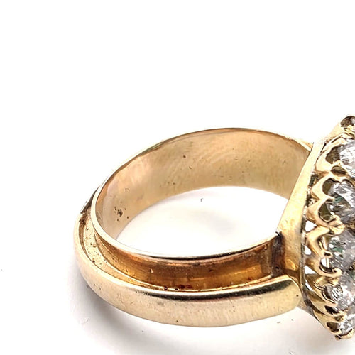Bague 52 Bague en or jaune 18 ct avec émeraude et diamants 58 Facettes 221/26 A 114/26