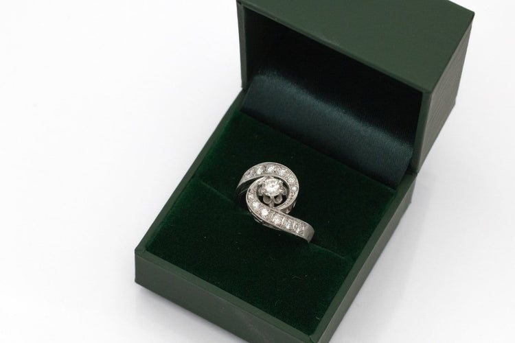 Bague 52 Bague en or blanc 585 avec diamants 58 Facettes 12113