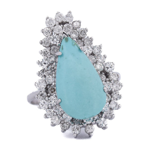 Bague 54 Bague en or 18 carats avec turquoise et diamants 58 Facettes AN612 (05519)