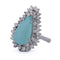 Bague 54 Bague en or 18 carats avec turquoise et diamants 58 Facettes AN612 (05519)