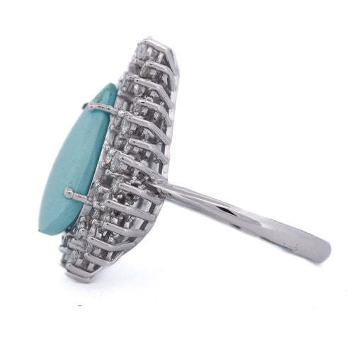 Bague 54 Bague en or 18 carats avec turquoise et diamants 58 Facettes AN612 (05519)