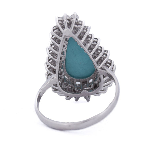 Bague 54 Bague en or 18 carats avec turquoise et diamants 58 Facettes AN612 (05519)