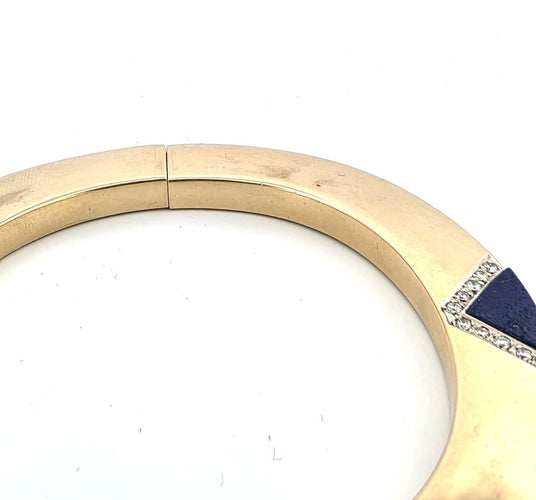 Bracelet Bracelet manchette années 70 en or jaune 18 ct, lapis-lazuli et diamants 58 Facettes 244/26 B 117/26