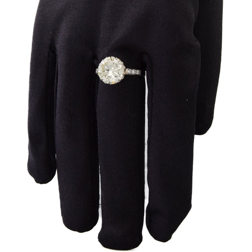 Bague 58 Bague solitaire vintage rétro en platine 950 avec diamants 58 Facettes AN278 (000519)