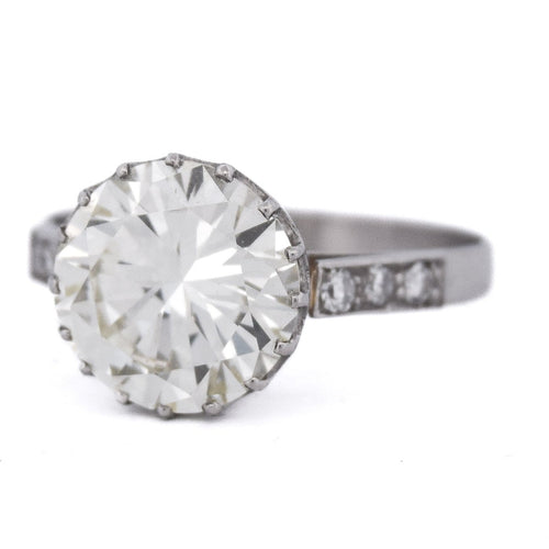 Bague 58 Bague solitaire vintage rétro en platine 950 avec diamants 58 Facettes AN278 (000519)