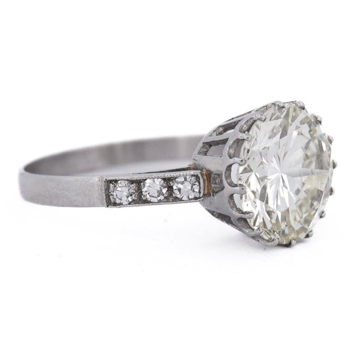 Bague 58 Bague solitaire vintage rétro en platine 950 avec diamants 58 Facettes AN278 (000519)
