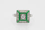Bague 54 Bague en or blanc 750 avec diamants et émail vert 58 Facettes 12075
