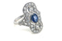 Bague 55 Bague Art déco en platine, saphir et diamants 58 Facettes 12026