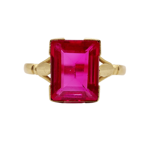 Bague 56.5 Bague Art déco en or 18k avec rubis synthétique 58 Facettes A07006