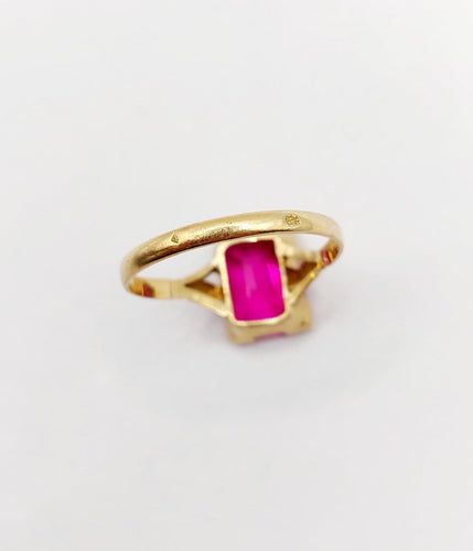 Bague 56.5 Bague Art déco en or 18k avec rubis synthétique 58 Facettes A07006