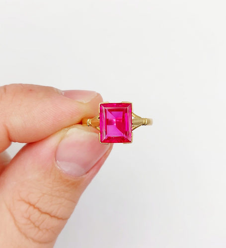 Bague 56.5 Bague Art déco en or 18k avec rubis synthétique 58 Facettes A07006