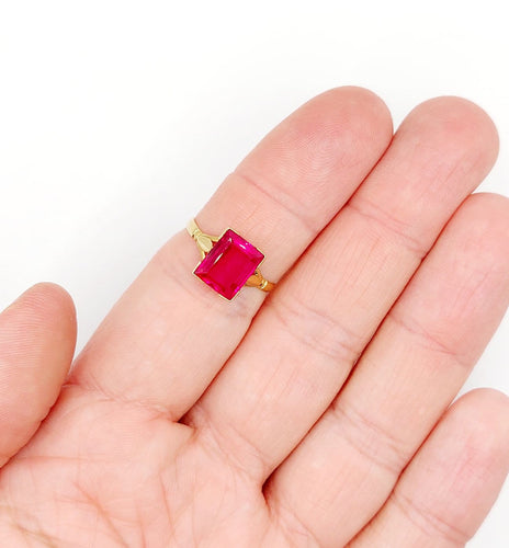 Bague 56.5 Bague Art déco en or 18k avec rubis synthétique 58 Facettes A07006