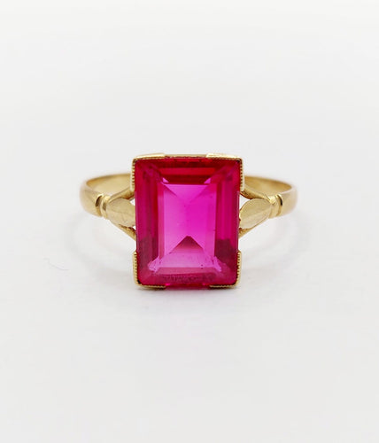 Bague 56.5 Bague Art déco en or 18k avec rubis synthétique 58 Facettes A07006