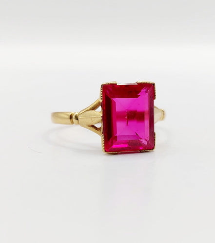 Bague 56.5 Bague Art déco en or 18k avec rubis synthétique 58 Facettes A07006