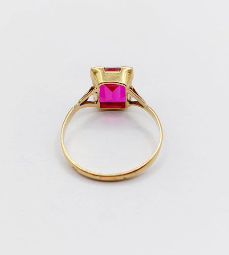 Bague 56.5 Bague Art déco en or 18k avec rubis synthétique 58 Facettes A07006