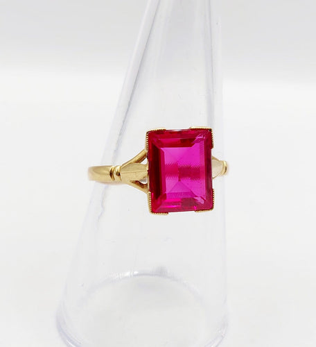 Bague 56.5 Bague Art déco en or 18k avec rubis synthétique 58 Facettes A07006