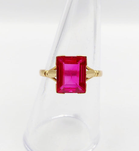 Bague 56.5 Bague Art déco en or 18k avec rubis synthétique 58 Facettes A07006