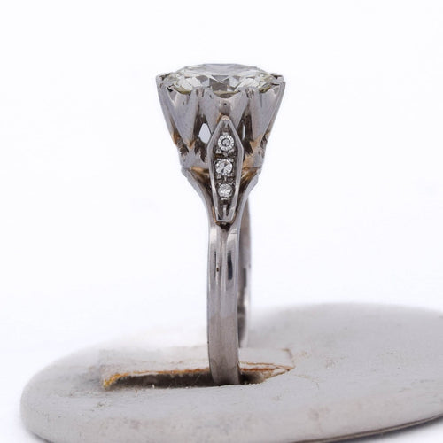 Bague 54 Bague solitaire rétro en platine avec diamants 58 Facettes AN279 (000419)