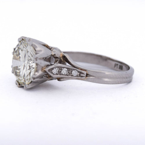 Bague 54 Bague solitaire rétro en platine avec diamants 58 Facettes AN279 (000419)