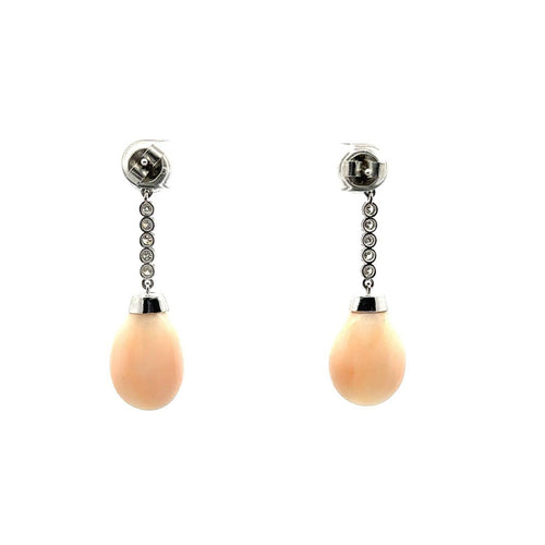 Boucles d'oreilles Boucles d’oreilles - Agate noire, corail rose et diamants en platine 58 Facettes 50445