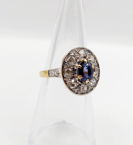 Bague 51.5 Bague pompadour Art déco en or 18k et platine, saphir et diamants 58 Facettes A07014