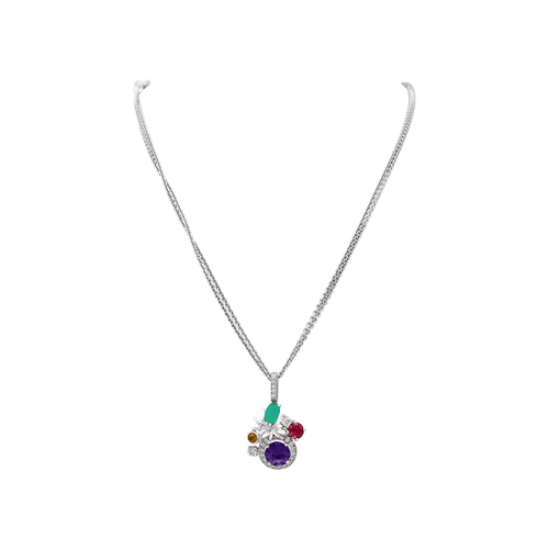 Collier Collier Chaumet, "Attrape-moi... si tu m'aimes", or blanc, diamants, pierres de couleurs. 58 Facettes 35587