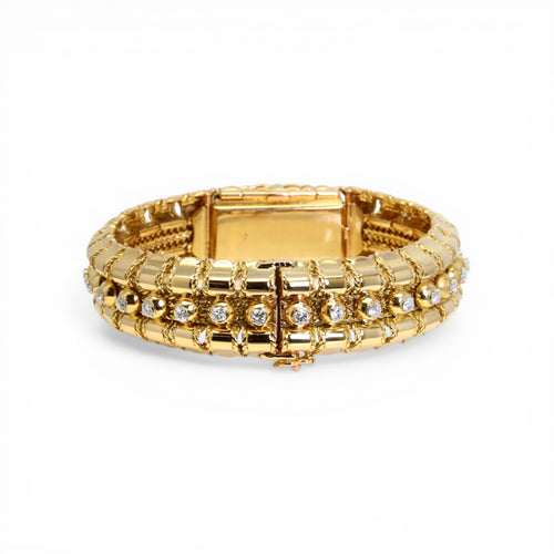 Montre Lacloche - Montre bracelet secrète en or jaune et diamants 58 Facettes