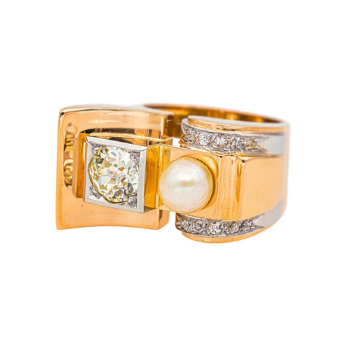 Bague 47 Bague Tank Or rose, Platine Diamant, Perle 58 Facettes 5109071CN
