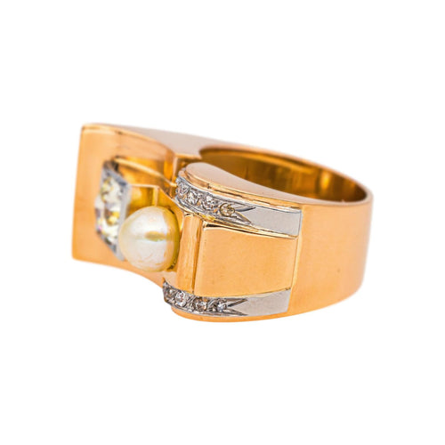 Bague 47 Bague Tank Or rose, Platine Diamant, Perle 58 Facettes 5109071CN