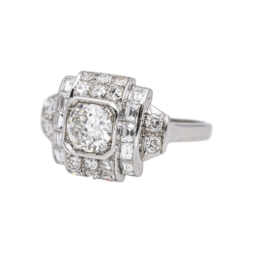 Bague 52 Bague Art déco Platine Diamant, Diamants 58 Facettes 5419004CN