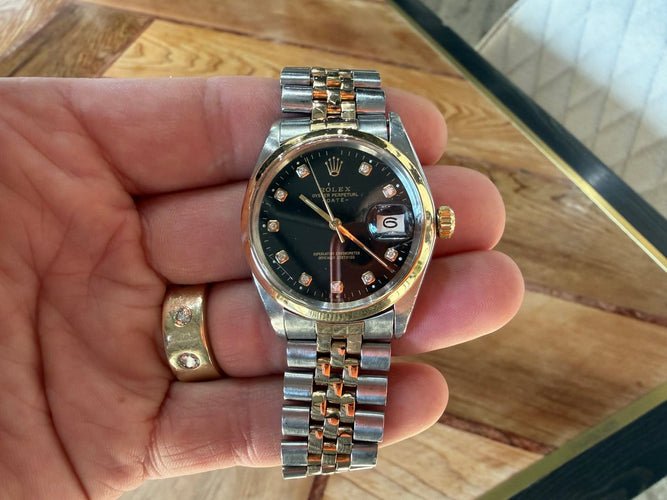 Montre Rolex Oyster Perpetual Date - Montre 34 mm en or 750 et acier (vers 1960) 58 Facettes Rol01