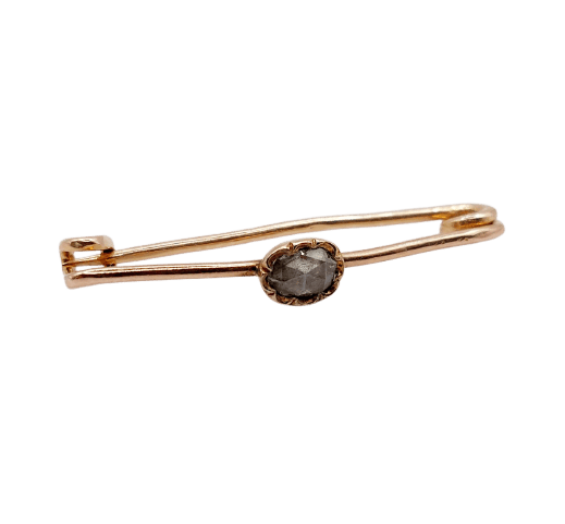 Broche Broche épingle à nourrice antique en or rose 18k et diamant taille rose 58 Facettes A07015