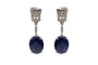 Boucles d'oreilles Style Art déco - Boucles d’oreilles pendantes en platine, lapis-lazuli, diamants et saphirs synthétiques 58 Facettes 10839
