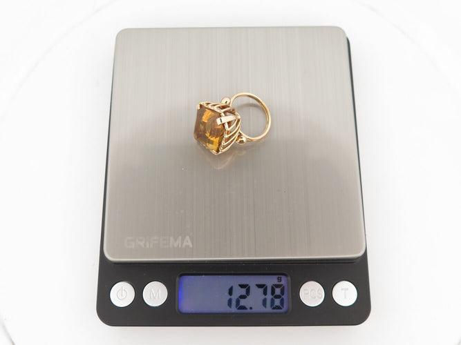 Bague 55 Sans marque - Bague cocktail losange citrine en or rose 18k 58 Facettes 274329