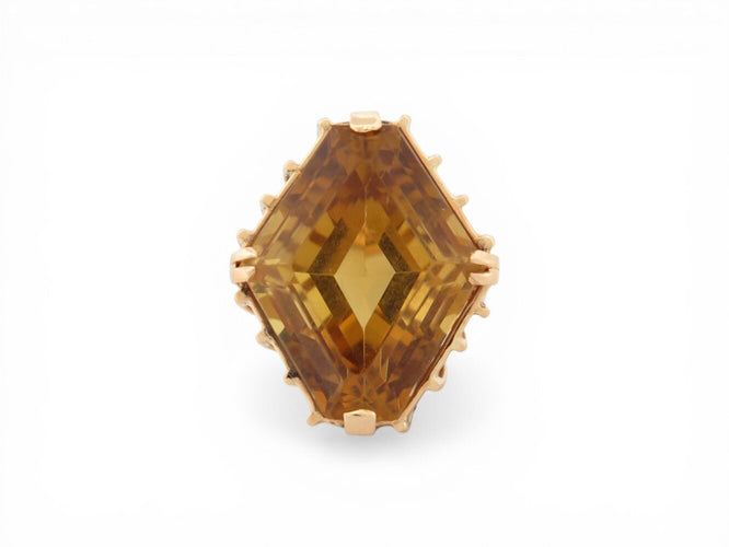 Bague 55 Sans marque - Bague cocktail losange citrine en or rose 18k 58 Facettes 274329