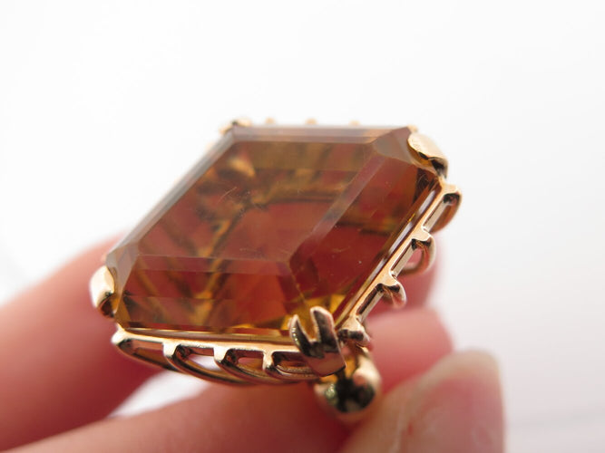 Bague 55 Sans marque - Bague cocktail losange citrine en or rose 18k 58 Facettes 274329