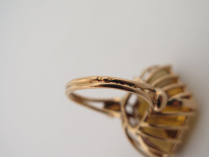 Bague 55 Sans marque - Bague cocktail losange citrine en or rose 18k 58 Facettes 274329
