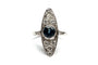 Bague 50 Bague Art déco marquise en or blanc avec saphir et diamants 58 Facettes 11600