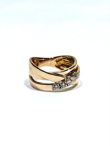 Bague 53 Bague Mouvement - Bague en or rose 18 carats et diamants 58 Facettes 1746688
