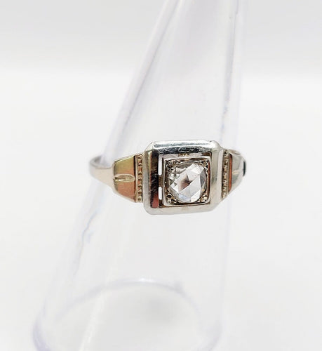 Bague Bague tank Art déco en or blanc 18k et diamant taille rose 58 Facettes A07019