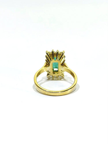 Bague 54.5 Bague en or jaune 18 carats avec émeraude et diamants 58 Facettes 1746698